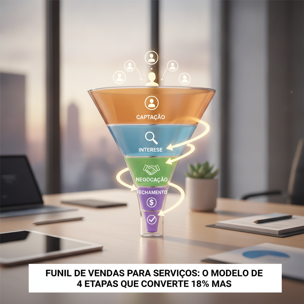 Funil de vendas para servicos: o modelo de 4 etapas que converte 18% mais