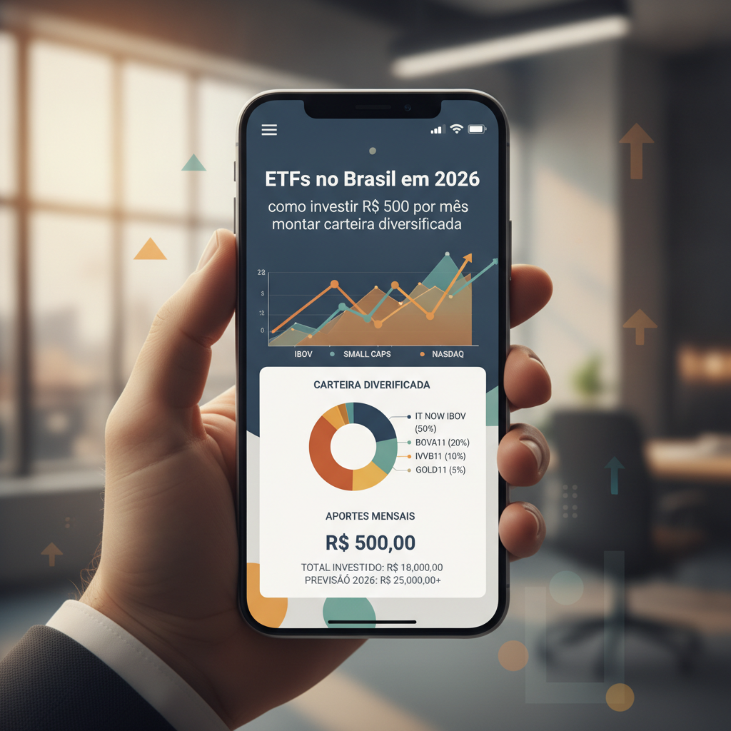 ETFs no Brasil em 2026: como investir R$ 500 por mês e montar carteira diversificada