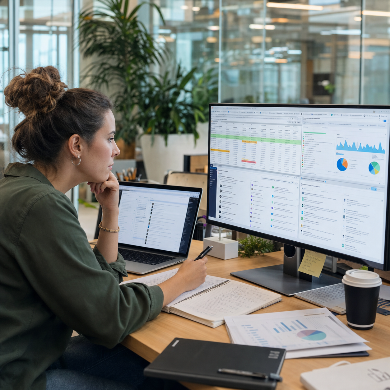 Equipe de marketing analisando painel de presença de marca em IA