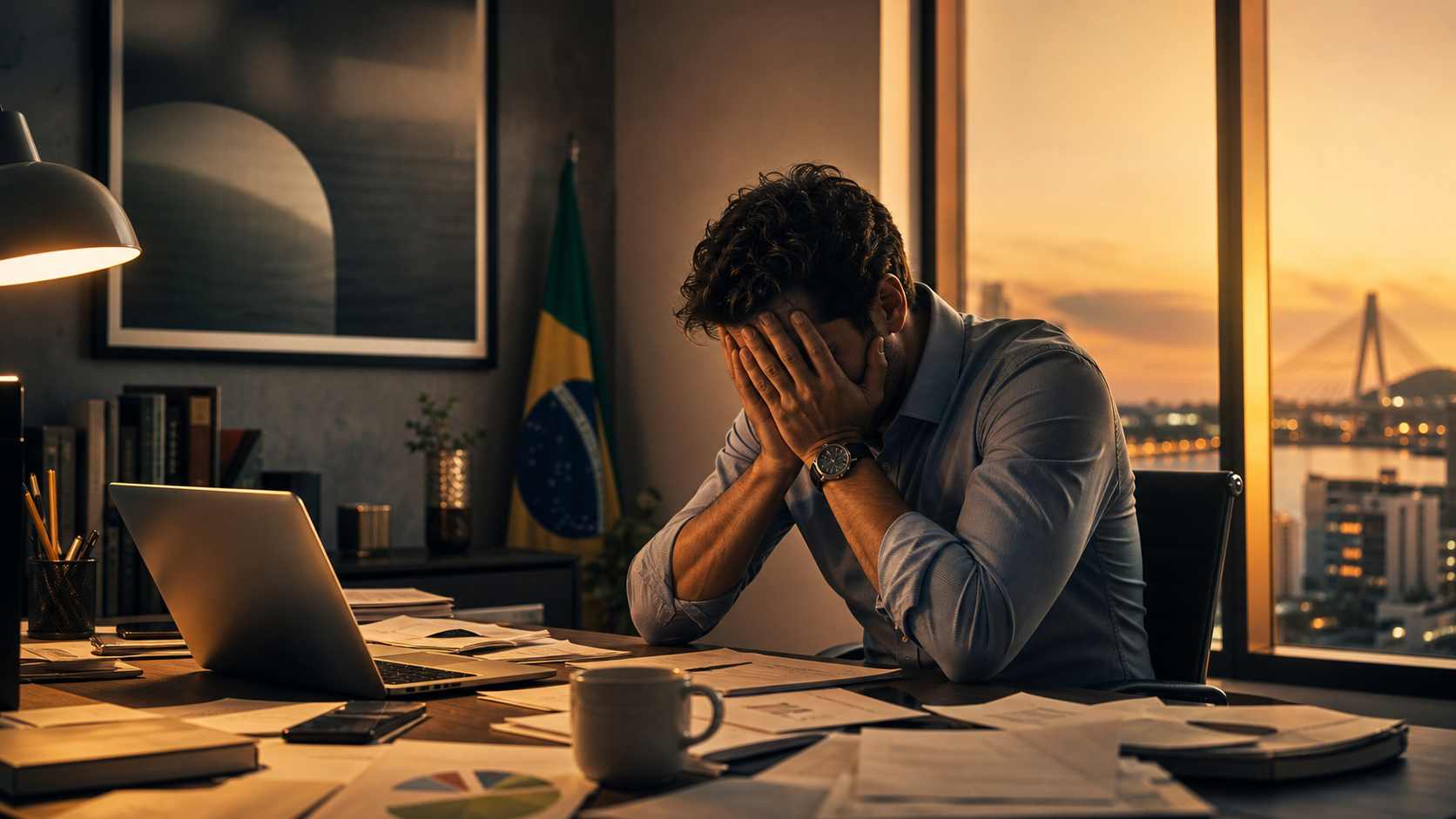 O burnout silencioso: 94% dos fundadores brasileiros sofrem de ansiedade e ninguem fala