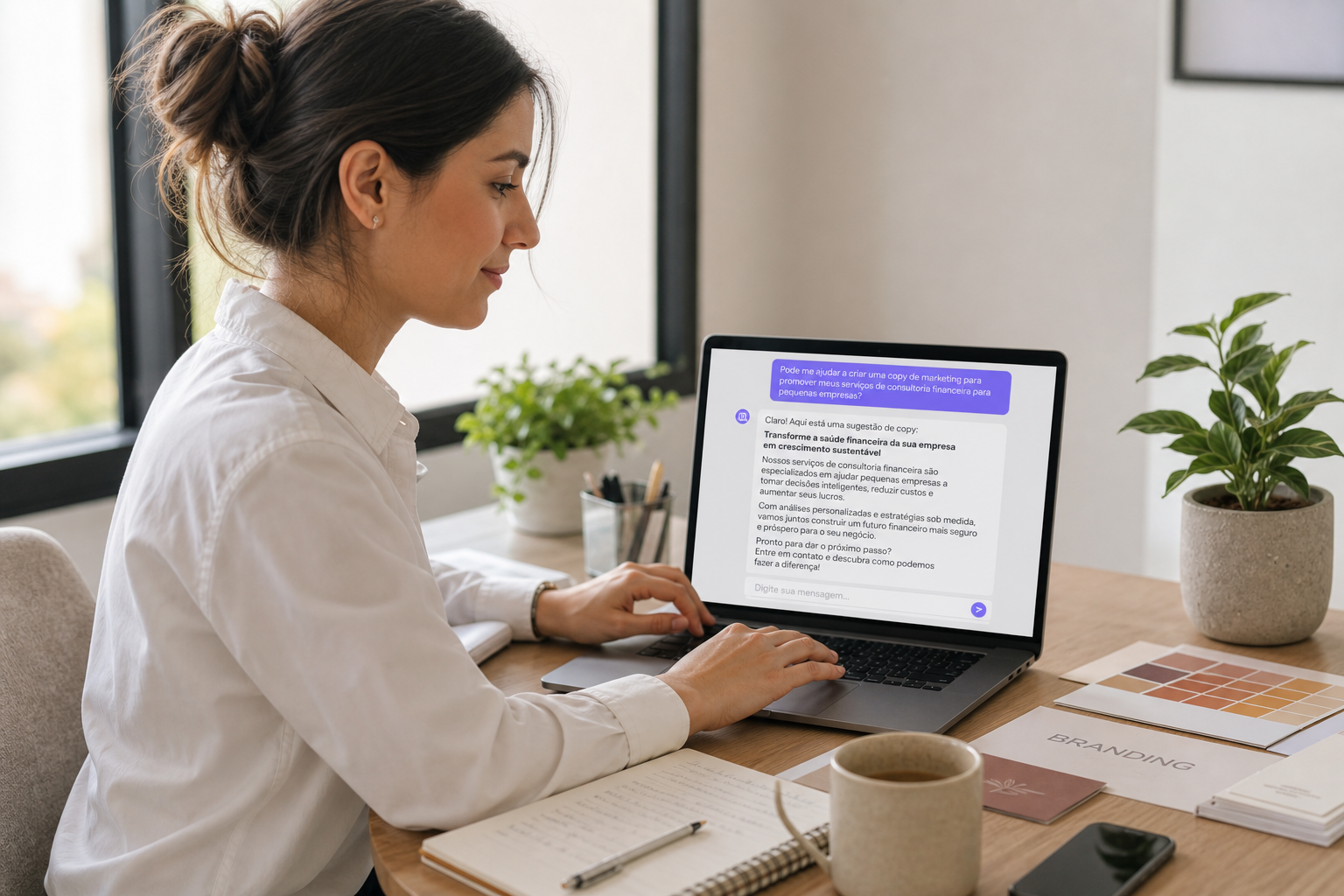 Tela do ChatGPT sendo usado para gerar copy de marketing