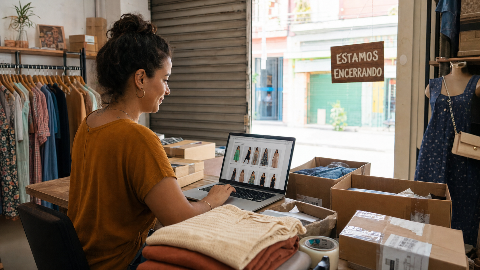 Loja de roupas física transformada em e-commerce