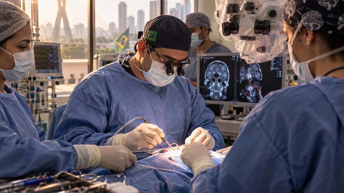 Cirurgia cerebral assistida por IA mostra o limite entre apoio tecnológico e decisão médica
